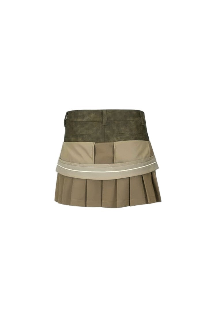 Andersson Bell Layered Pleated Mini Skirt With Suede-Like Texture