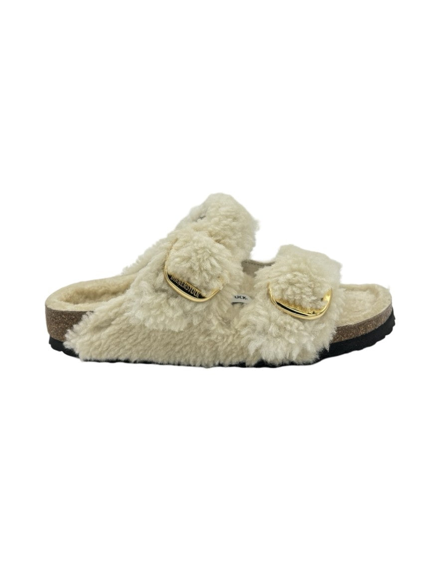 Birkenstock Arizona Big Buckle Shearling Teddy Sandals – Cream