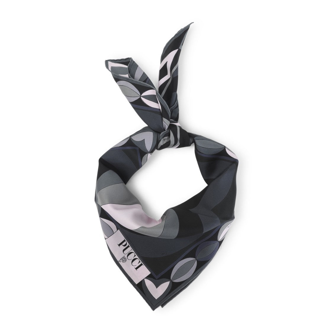 Pucci 90X90 Black And Pink Silk Foulard