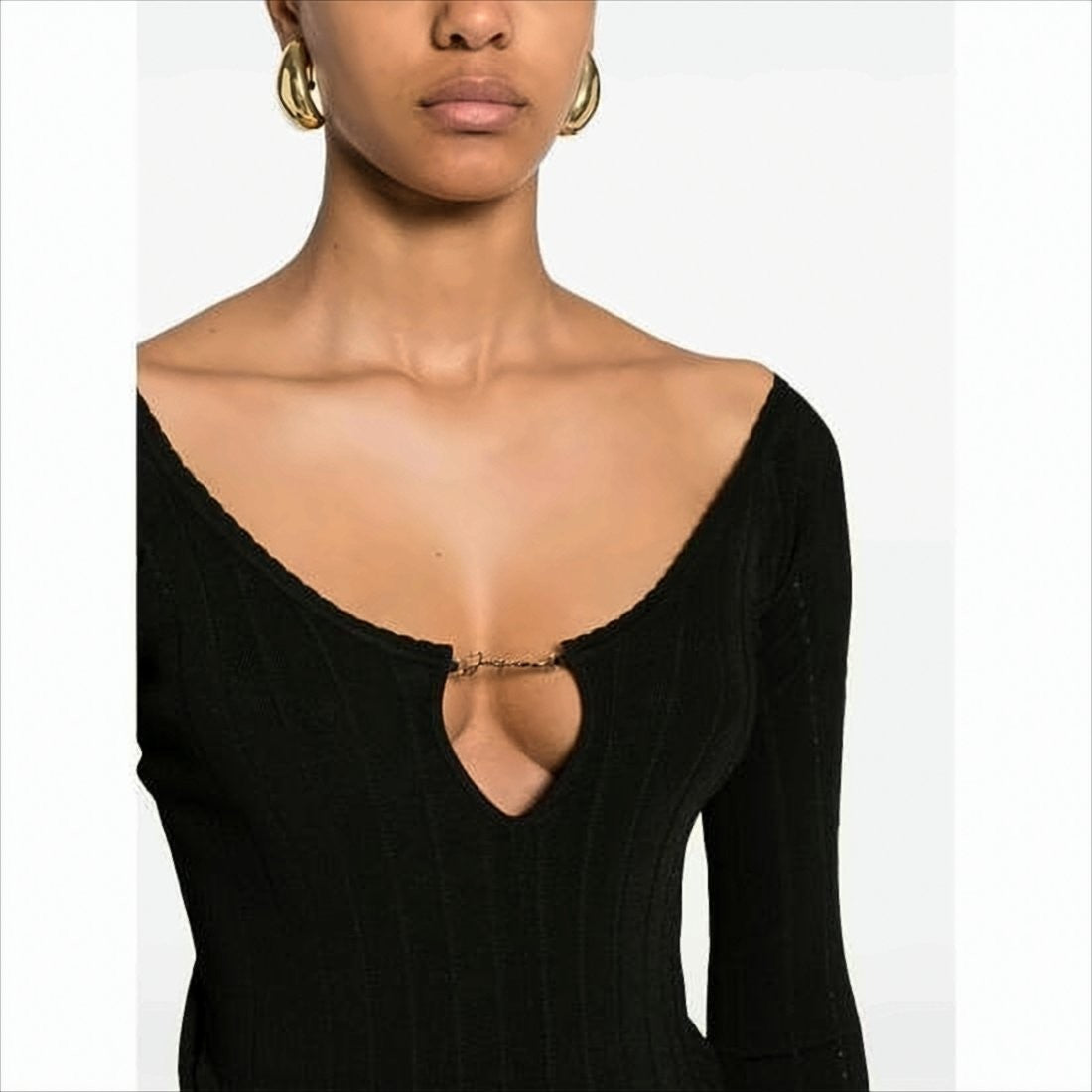 Jacquemus Deep V-Neck Knit Sweater With Ribbed Detailing