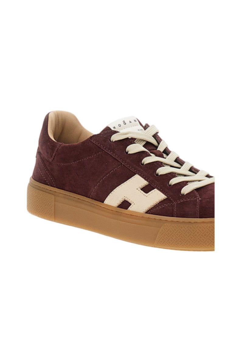Hogan Bordeaux Suede Leather Skater Sneakers