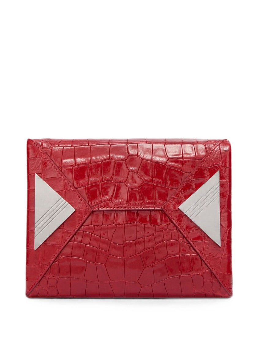 The Attico Red Glossy Crocodile-Embossed Leather Shoulder Bag