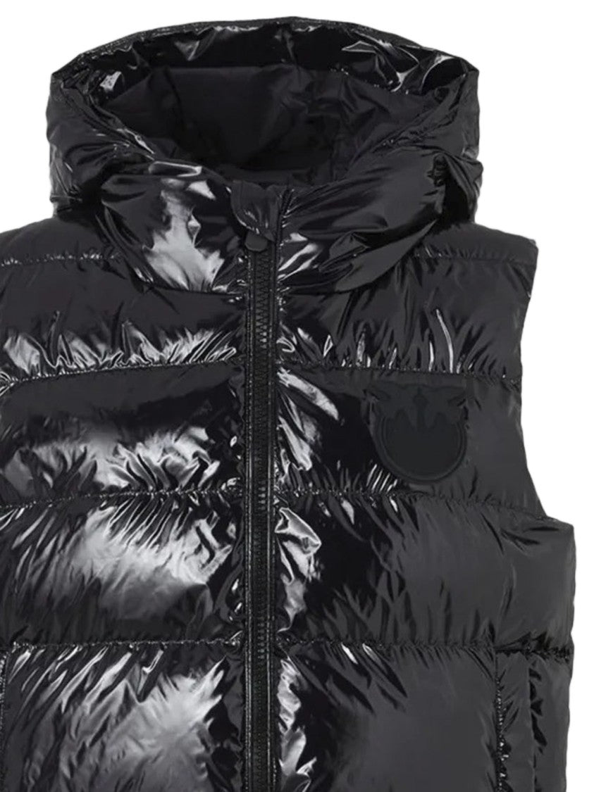 Pinko High Collar Padded Vest With Hood