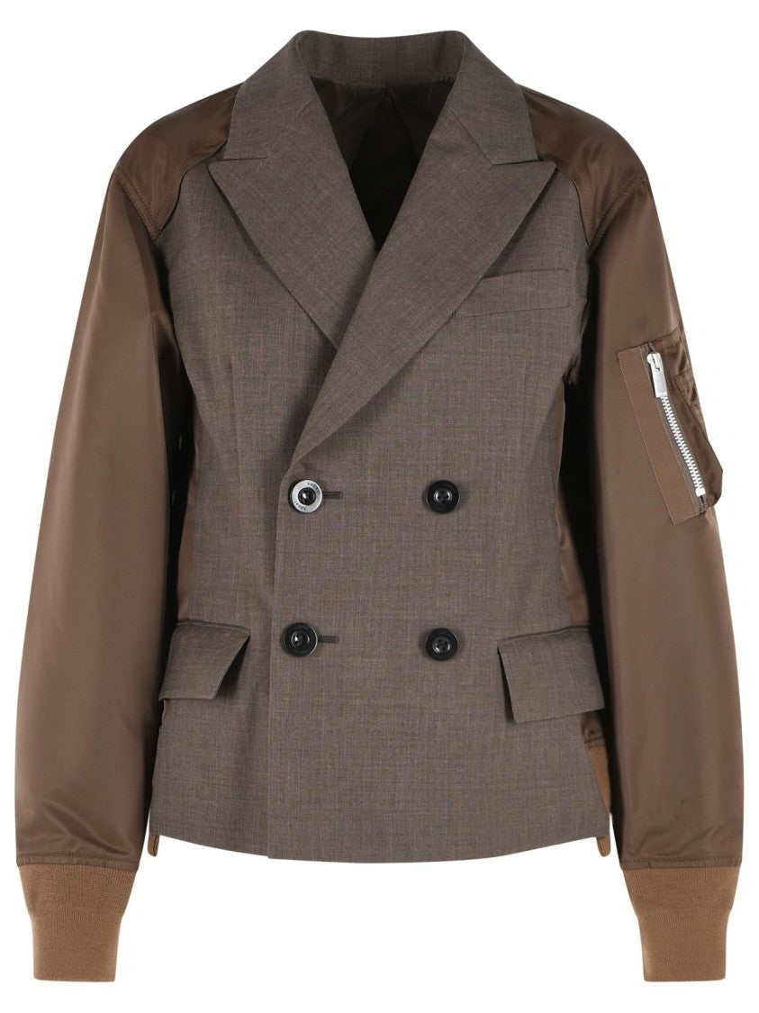 Sacai Brown Wool Blend Blazer