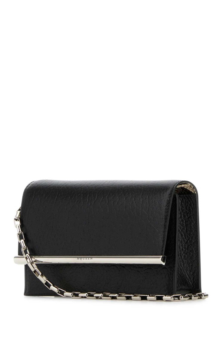 Alexander Mcqueen Black Leather Mini Cross-Bar Clutch