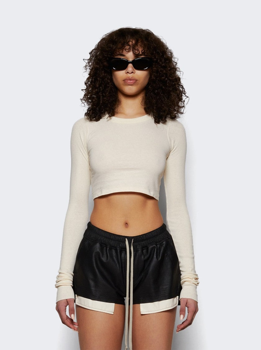 Rick Owens Cropped Long Sleeve Top Natural