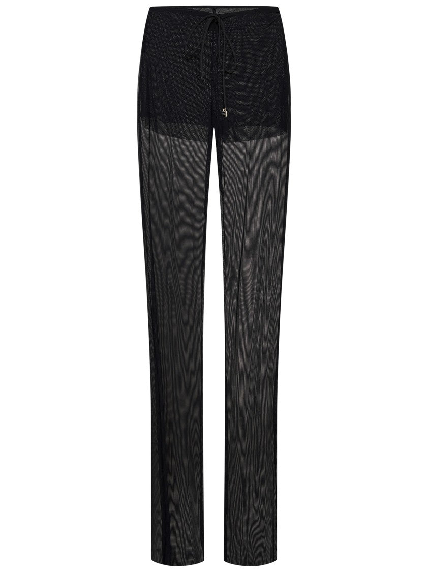 Fisico Transparent Tulle Black Trousers With Drawstring Waist