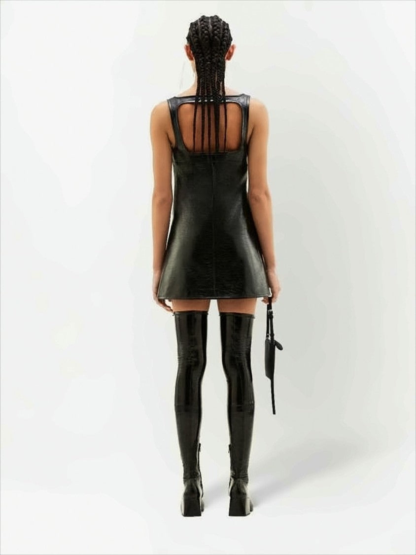 Courrèges Structured Midi Dress With Subtle Sheen And Square Neckline