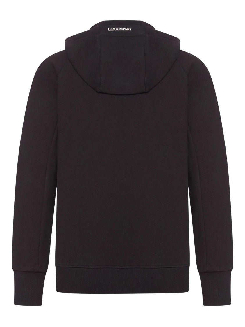 C.P. Company Black Zip-Up Hoodie With Zippered Pockets