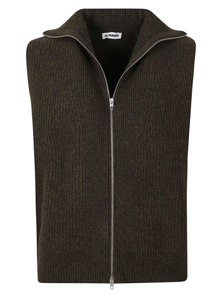 Jil Sander Sleeveless Zip-Through Wool Coat