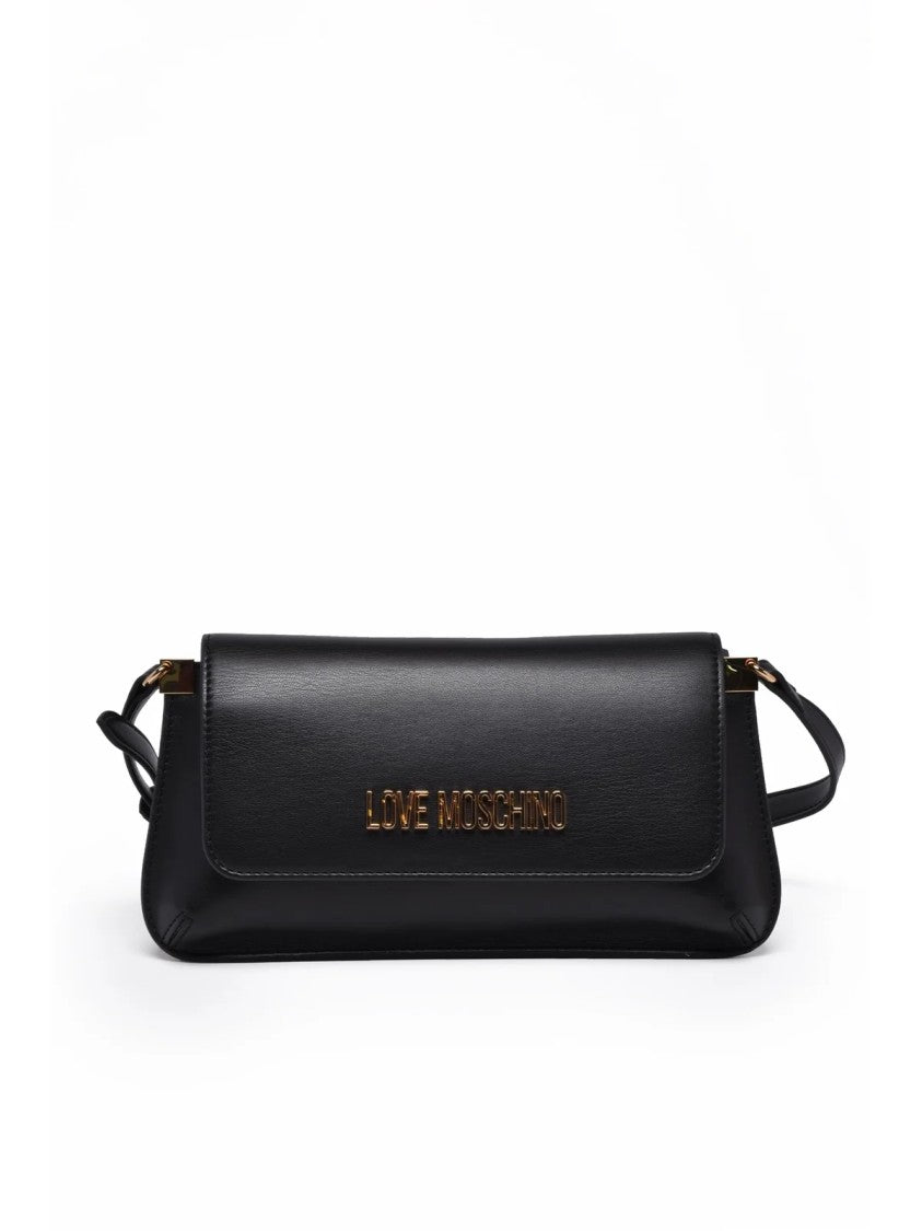 Love Moschino Black Polyurethane Clip Shoulder Bag