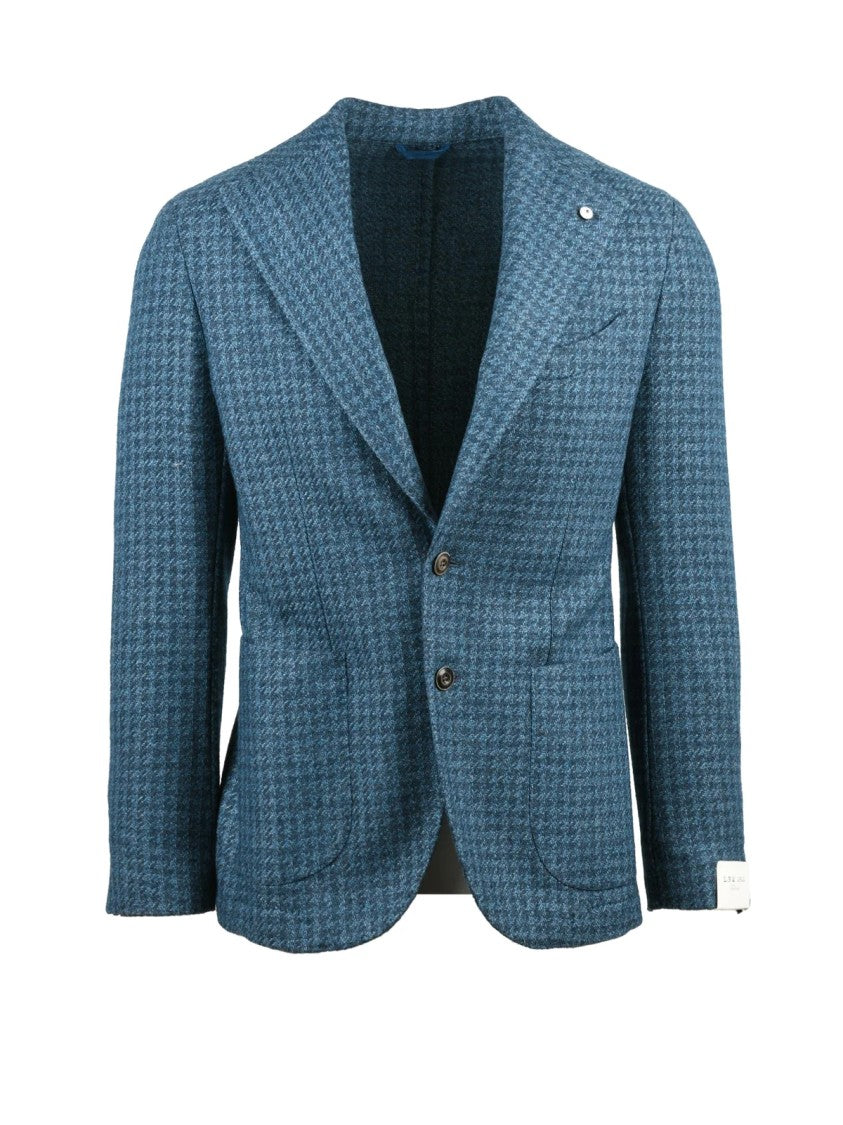 L.B.M. 1911 Textured Grey And Sky Blue Wool-Blend Jacket