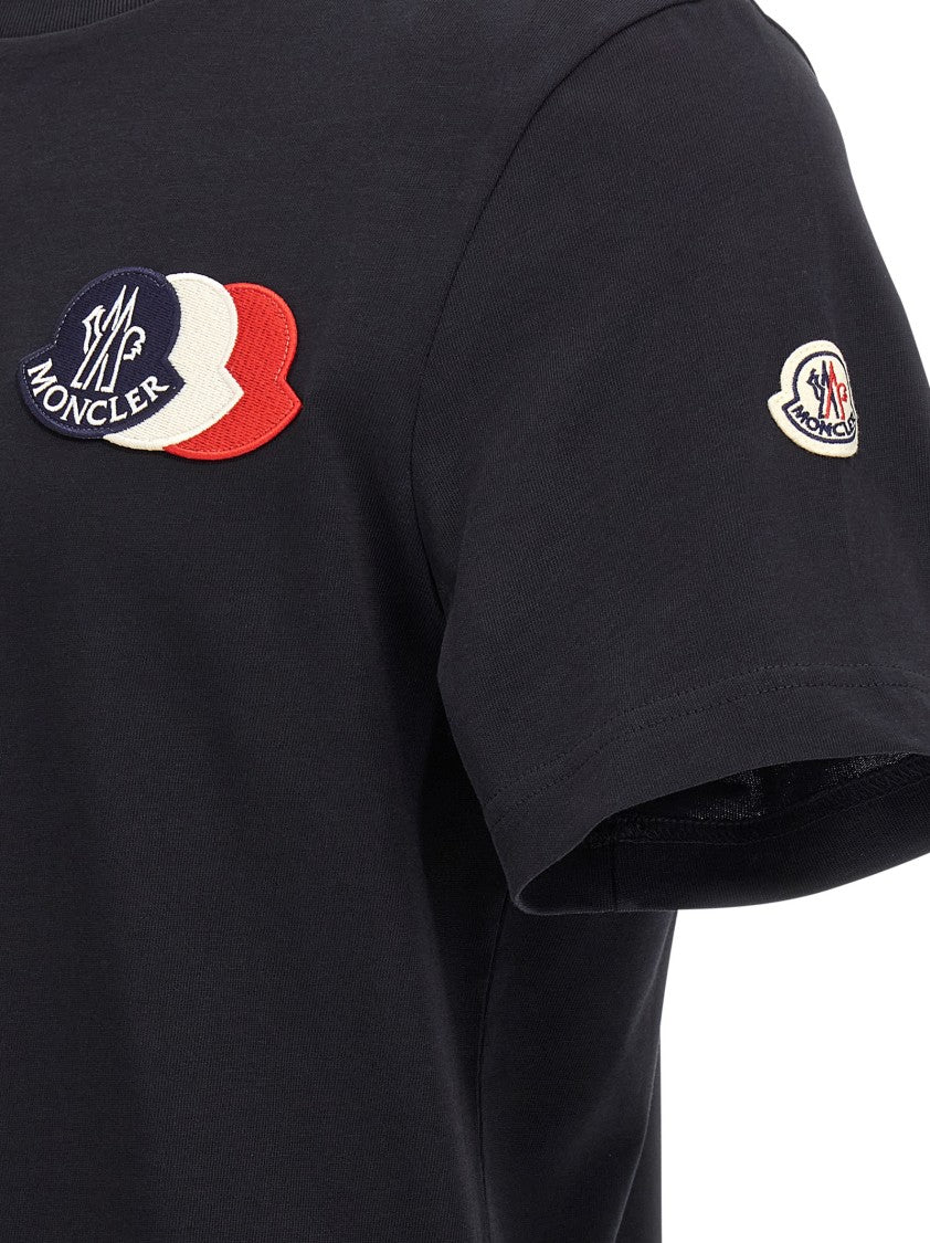 Moncler Tricolor Logo Patch T-Shirt In Soft Cotton Jersey