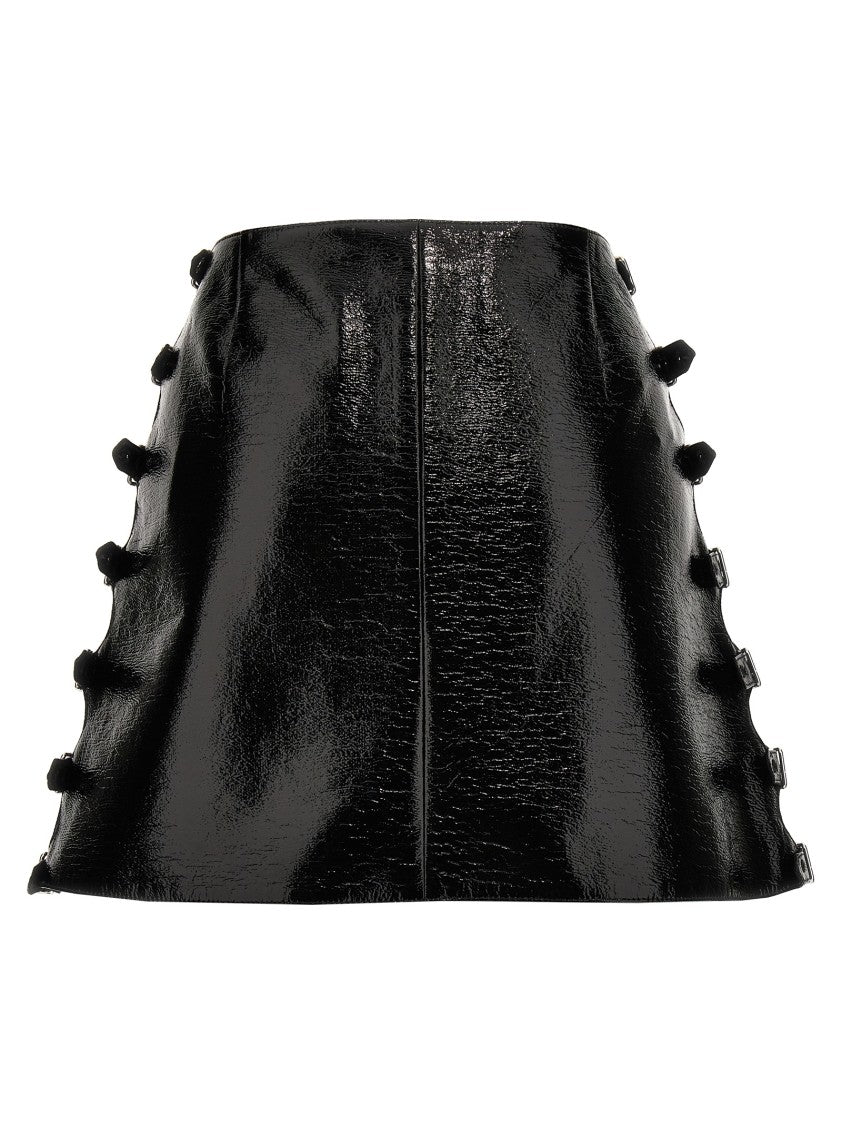 Courrèges Vinyl Mini Skirt With Flared Silhouette And Adjustable Buckle Straps