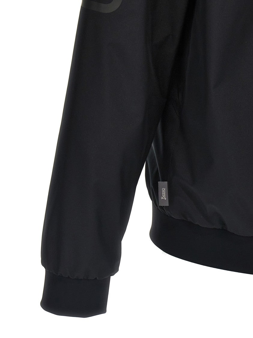 Herno Technical Black Bomber Jacket With Gore-Tex Infinium