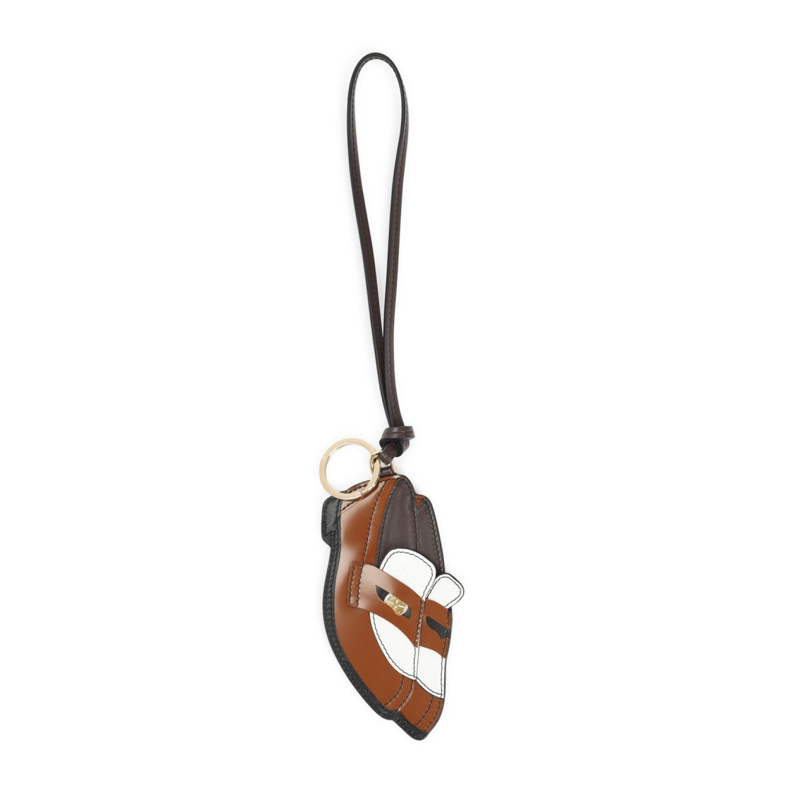 Miu Miu Trick Brown And White Calf Leather Key Ring