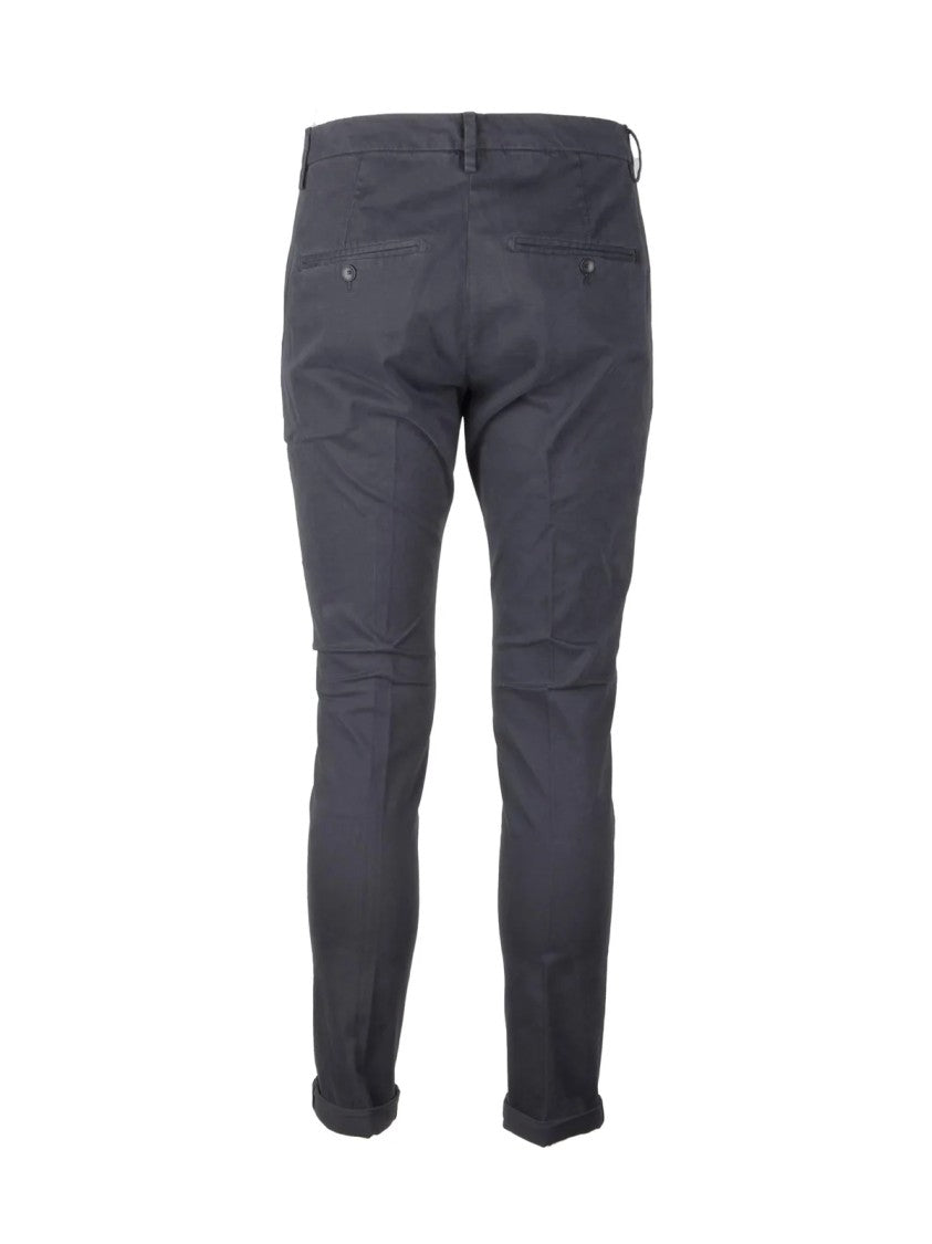Dondup Slim Fit Cotton Elastane Trousers With Tapered Leg And Cuffed Hems