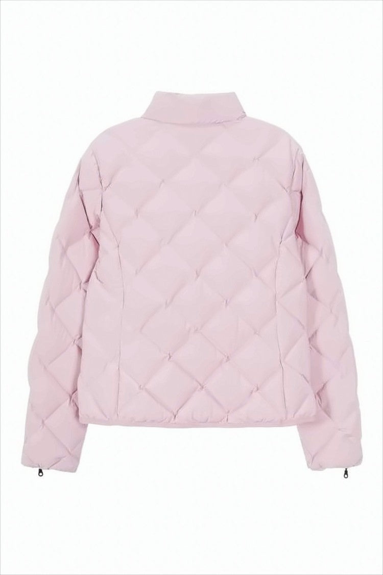 Duvetica Cropped Diamond-Quilted Padded Jacket With High Collar