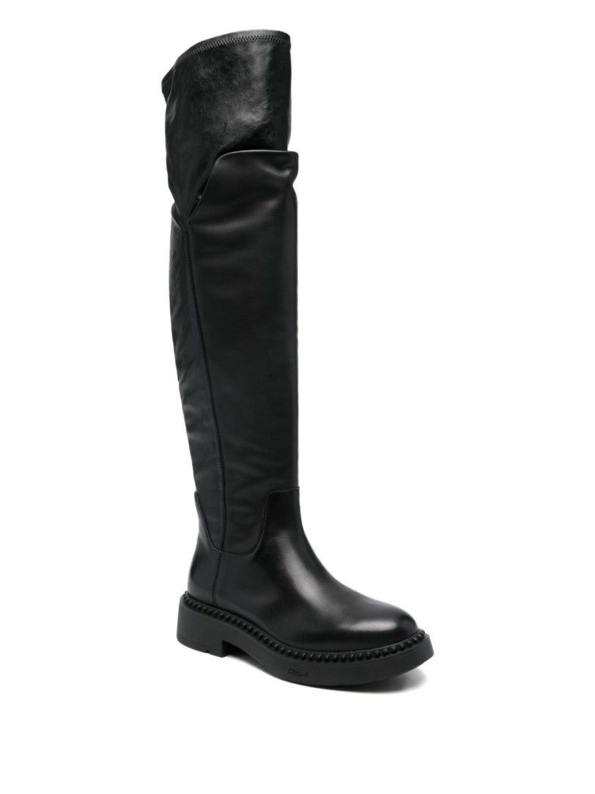 Ash Tall Black Boots With Rounded Toe
