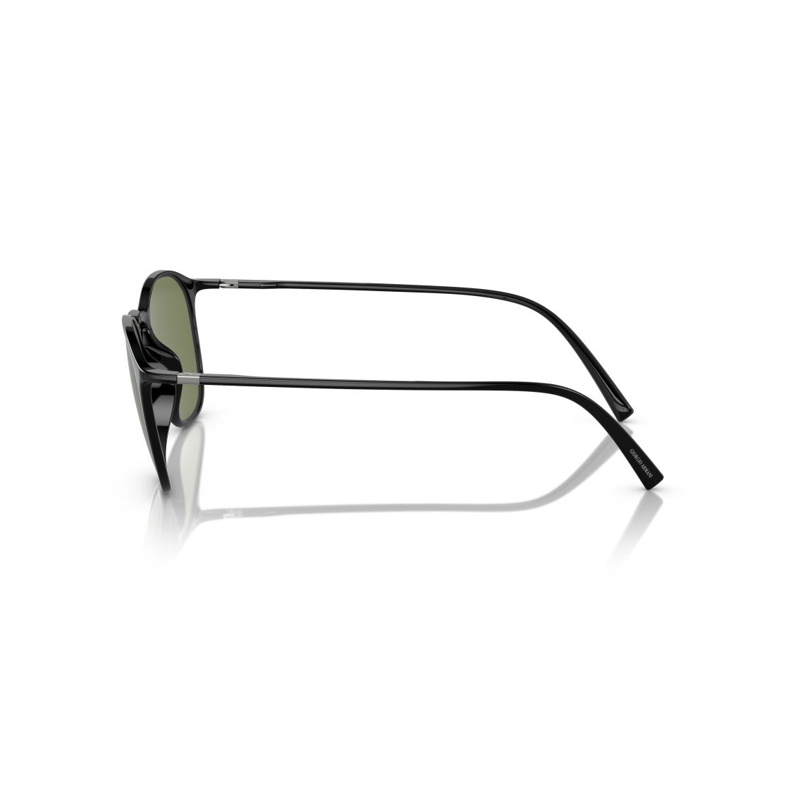 Giorgio Armani 0Ar8186u Rounded Square Black Nylon Sunglasses With Olive Green Lenses