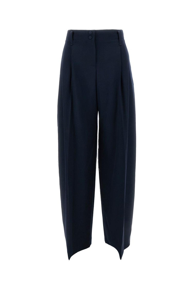 Alexander Mcqueen Wide-Leg Wool Trousers With Pleats And Side Pockets