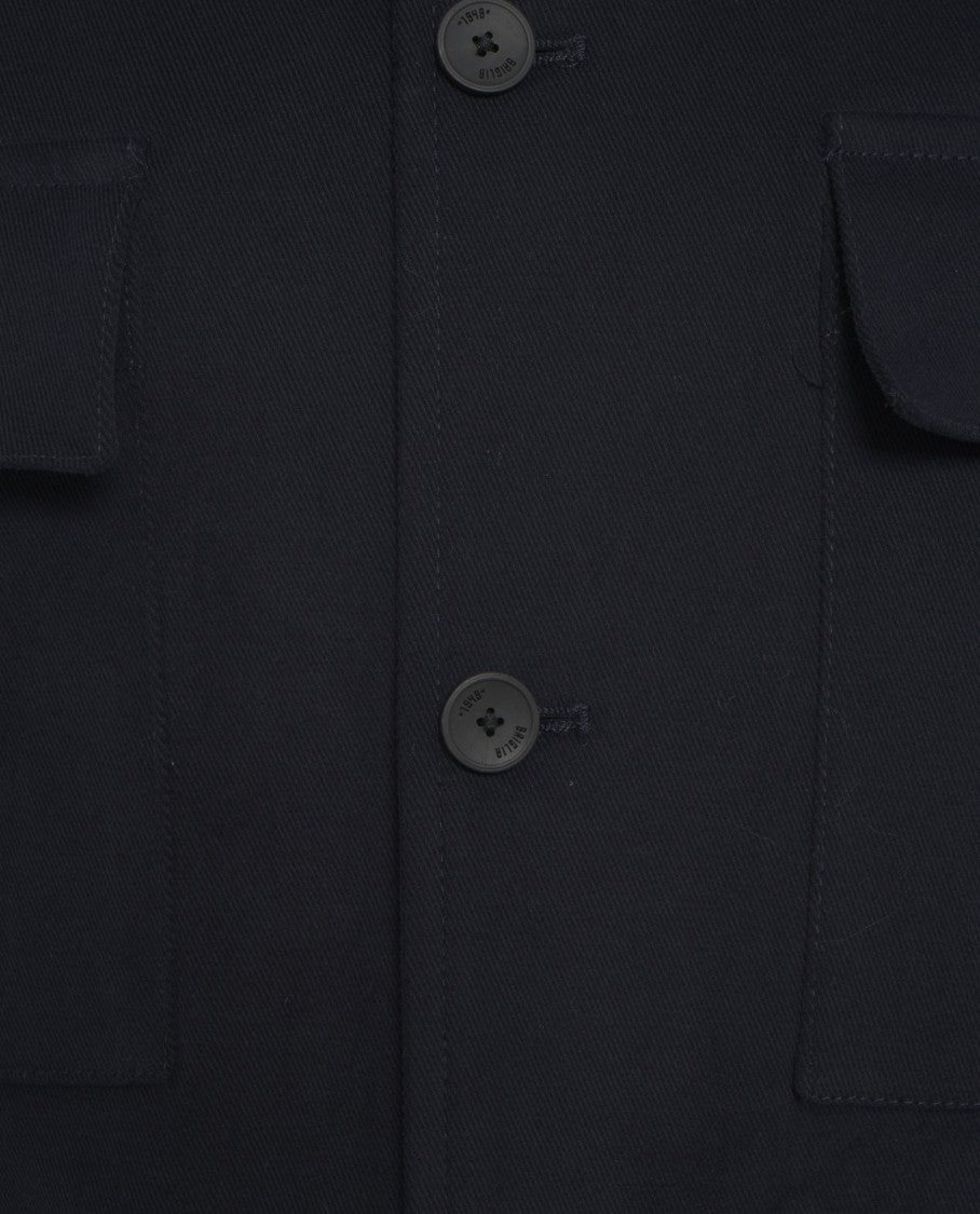 Briglia Classic Collar Black Overshirt With Functional Patch Pockets