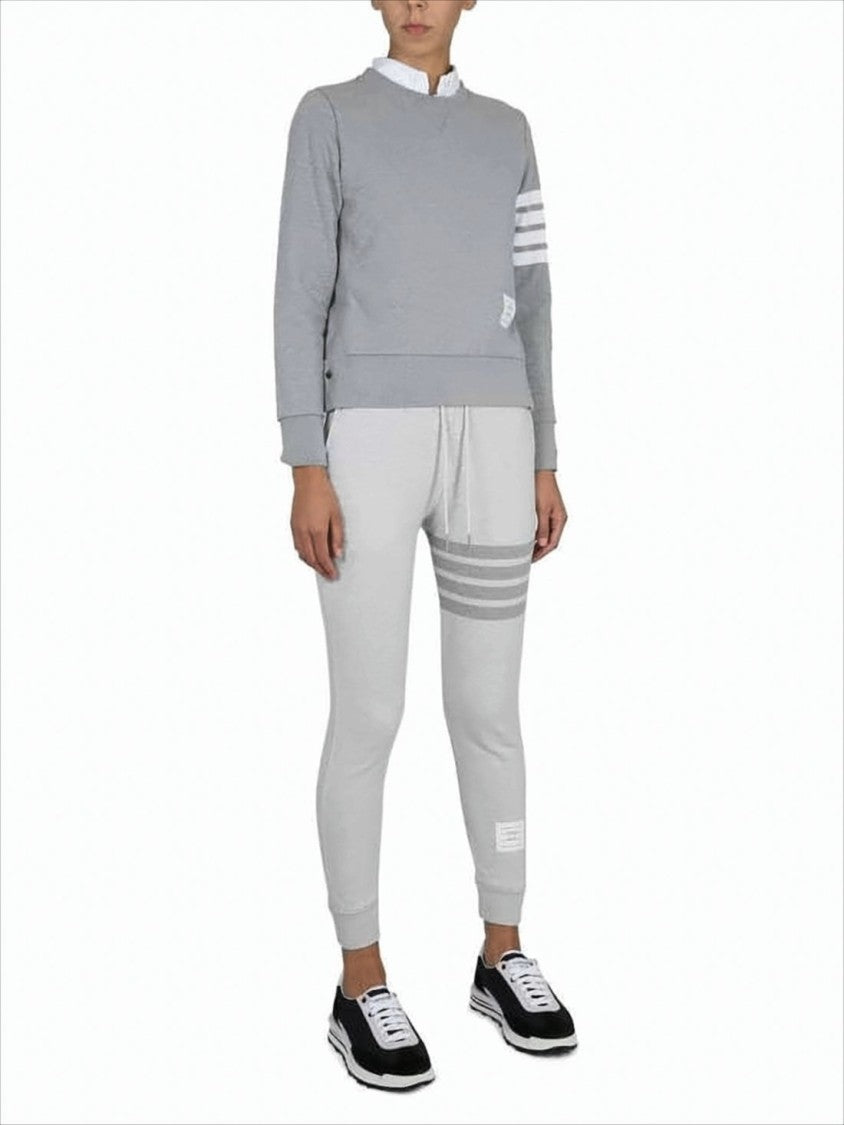 Thom Browne Slim-Fit Light Grey Leggings With Ribbed Cuffs