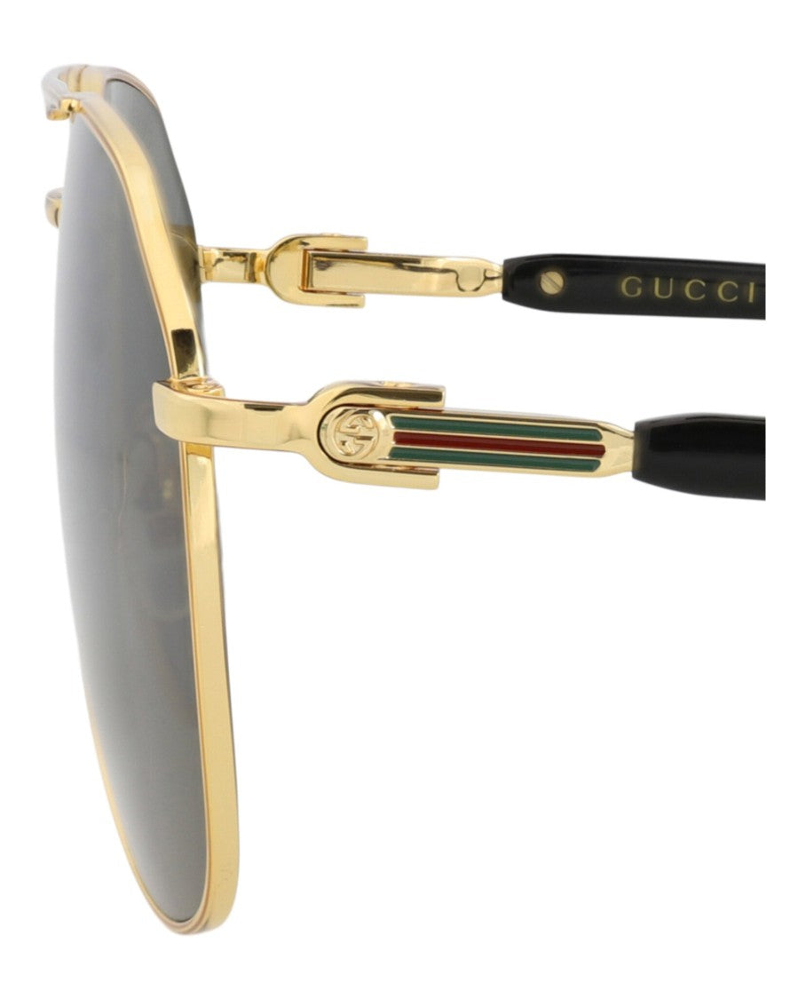 Gucci Aviator-Frame Metal Sunglasses With Gold Finish