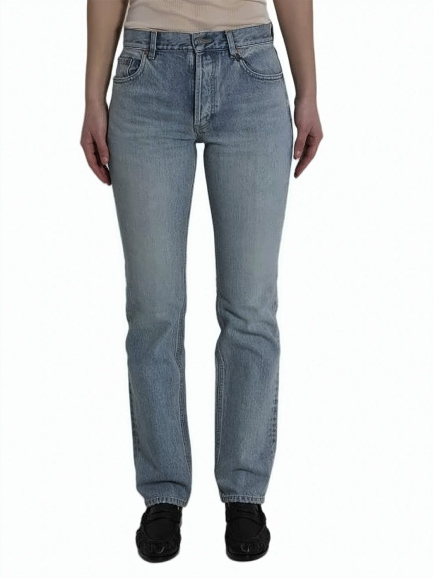 Saint Laurent Light Blue Straight-Leg Denim Pants