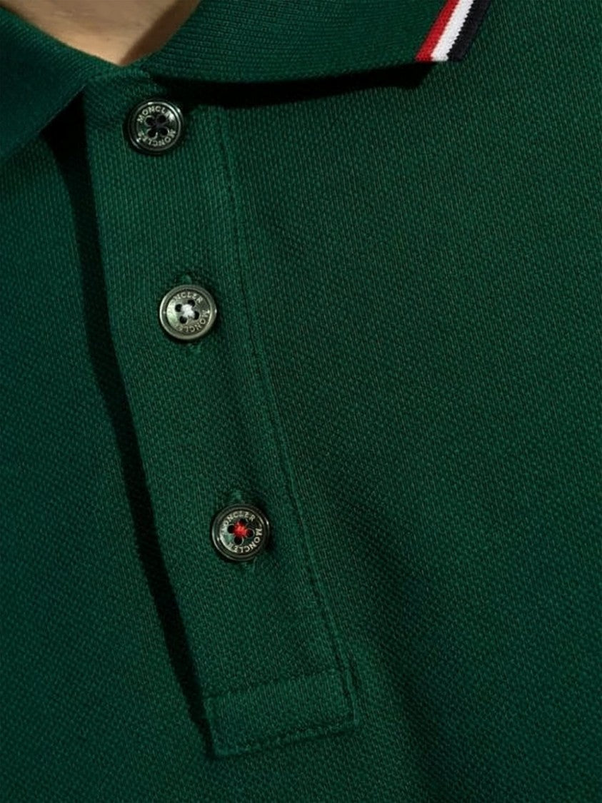 Moncler Cotton Pique Polo Shirt With Contrasting Trim Details