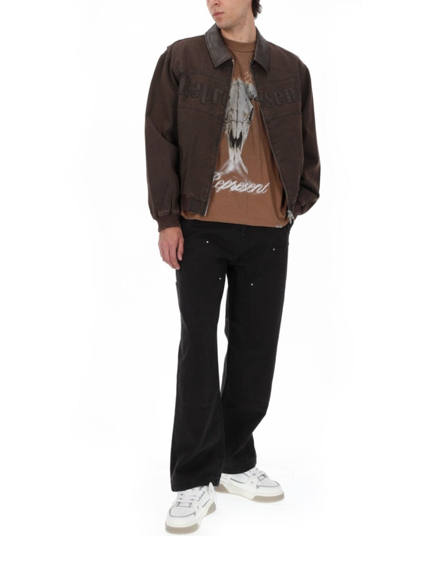 Represent Trucker Brown Rich Wavy Bomber Jacket