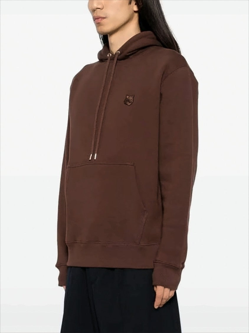 Maison Kitsuné Relaxed Fit Brown Hoodie With Embroidered Fox Emblem