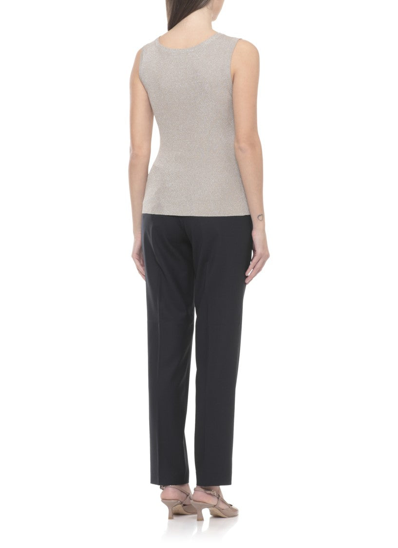 Fabiana Filippi Beige Lurex Viscose Tank Top
