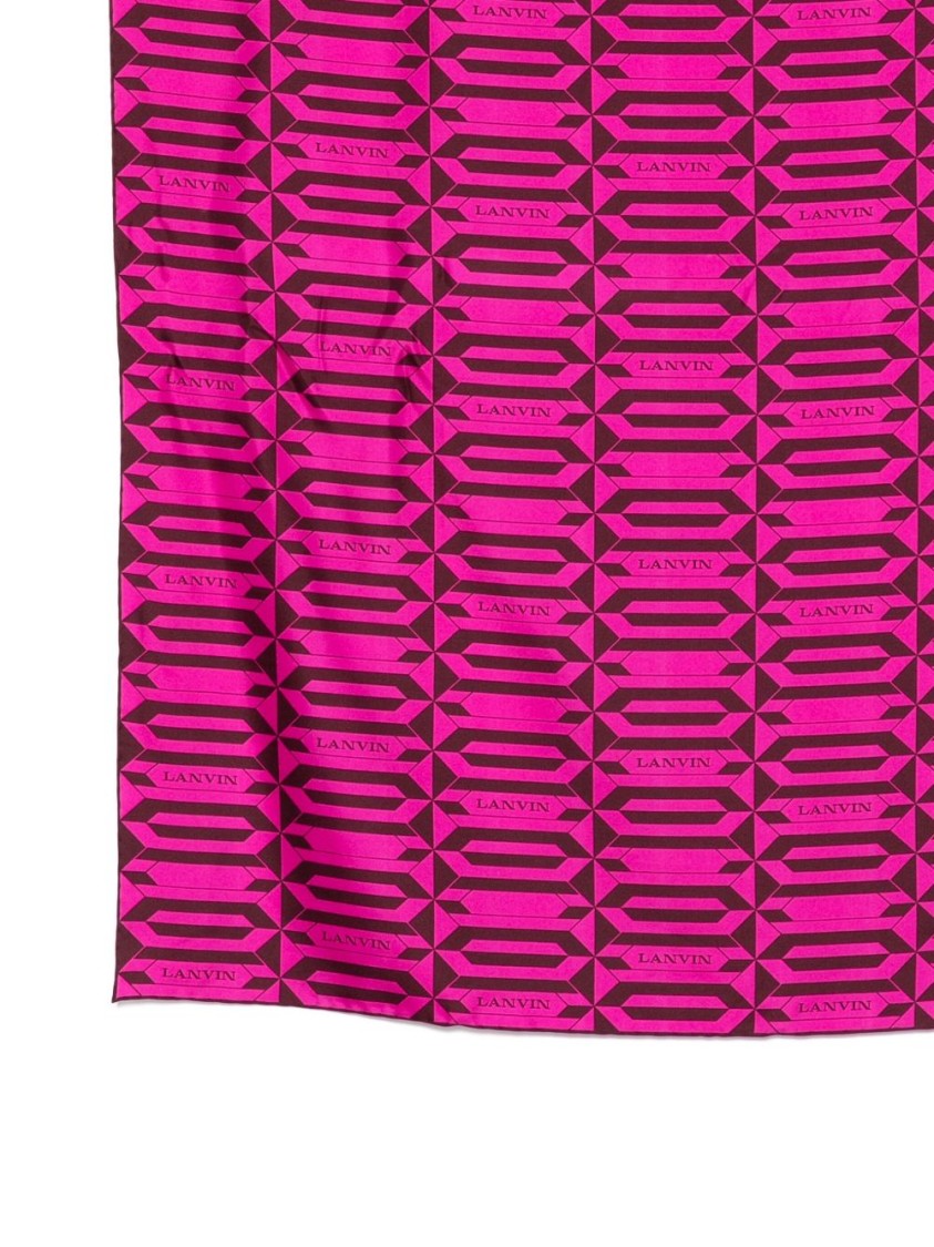 Lanvin Pink Geometric Repeating Motif Silk Scarf