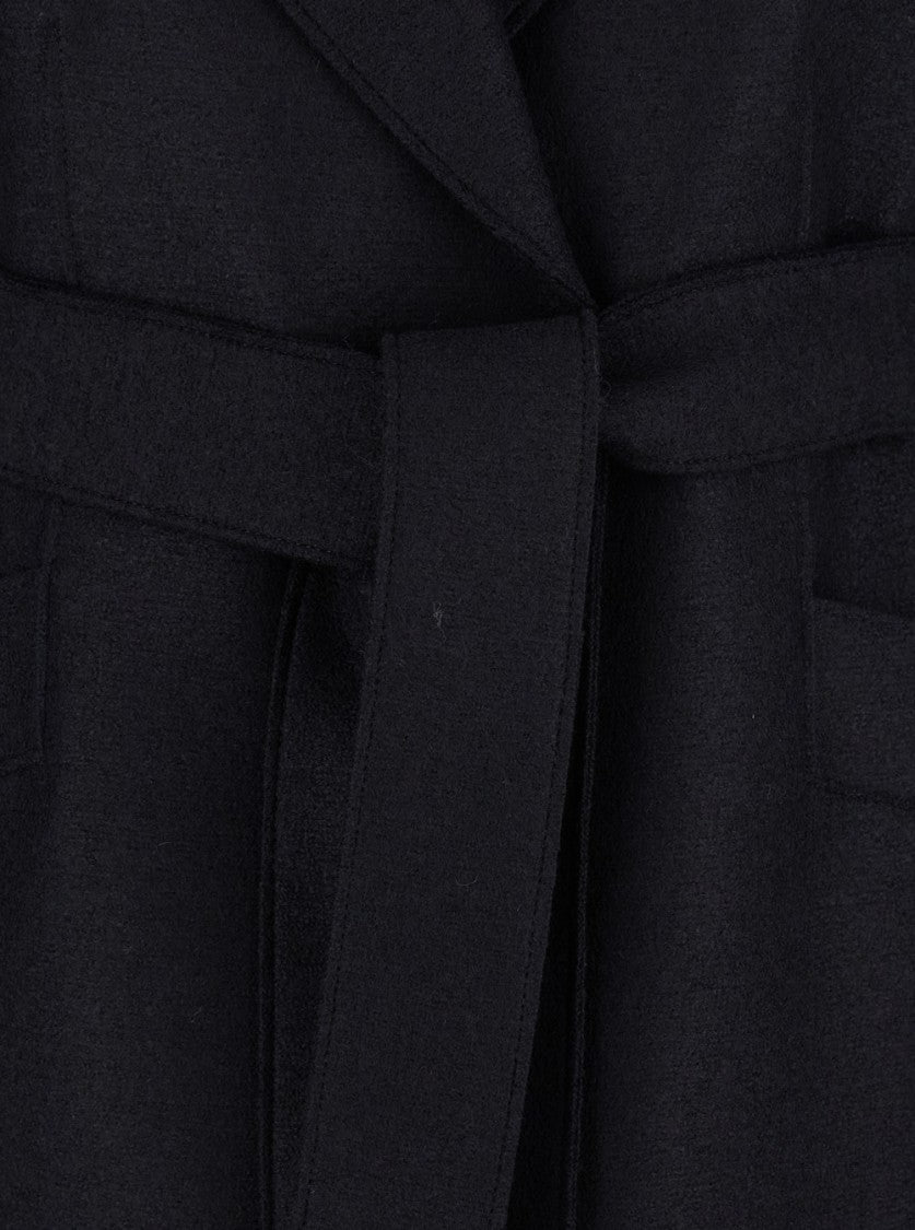Harris Wharf London Belted Long Coat With Tailored Design