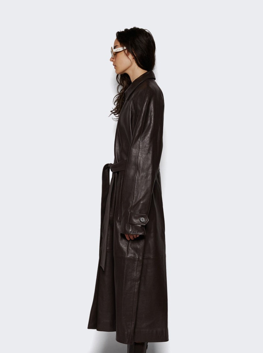 Magda Butrym Belted Leather Coat Brown
