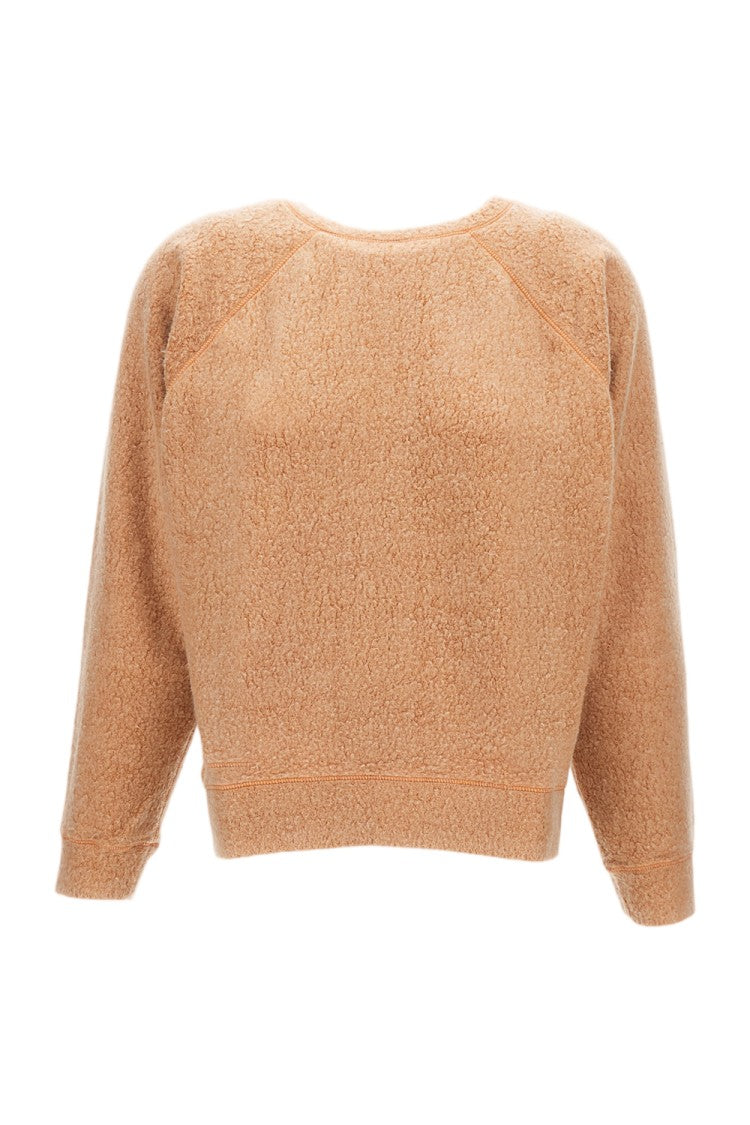 Epl Cropped Brown Crew Neck Jumper With Textured Finish
