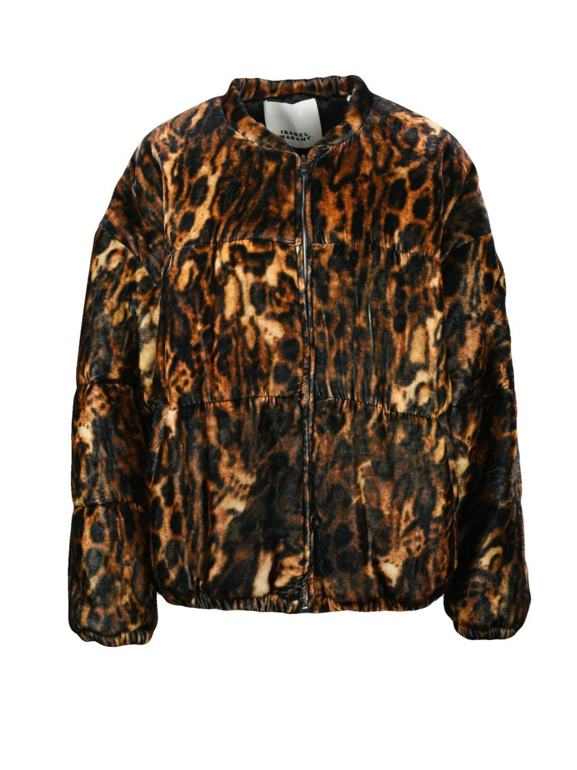 Isabel Marant Brown Viscose-Blend Animal Down Jacket
