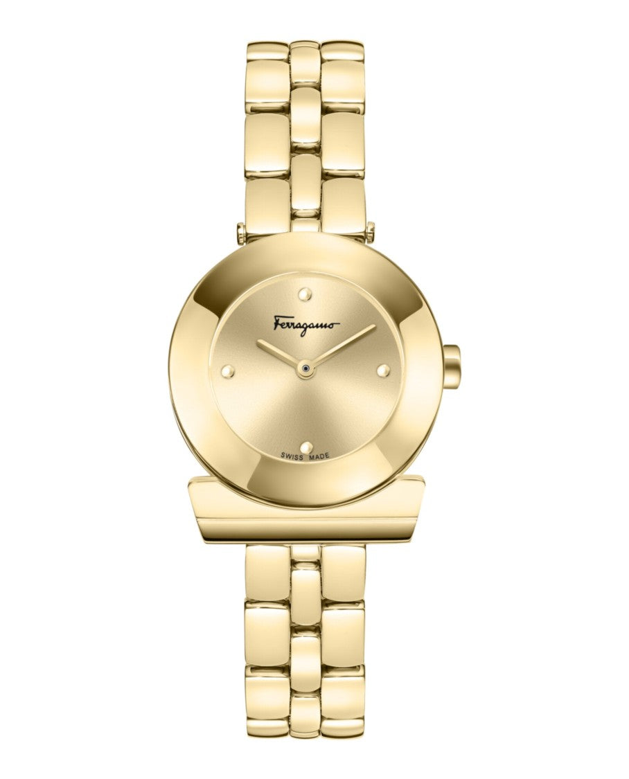Ferragamo Gancino Bracelet Watch With Polished Gold Finish