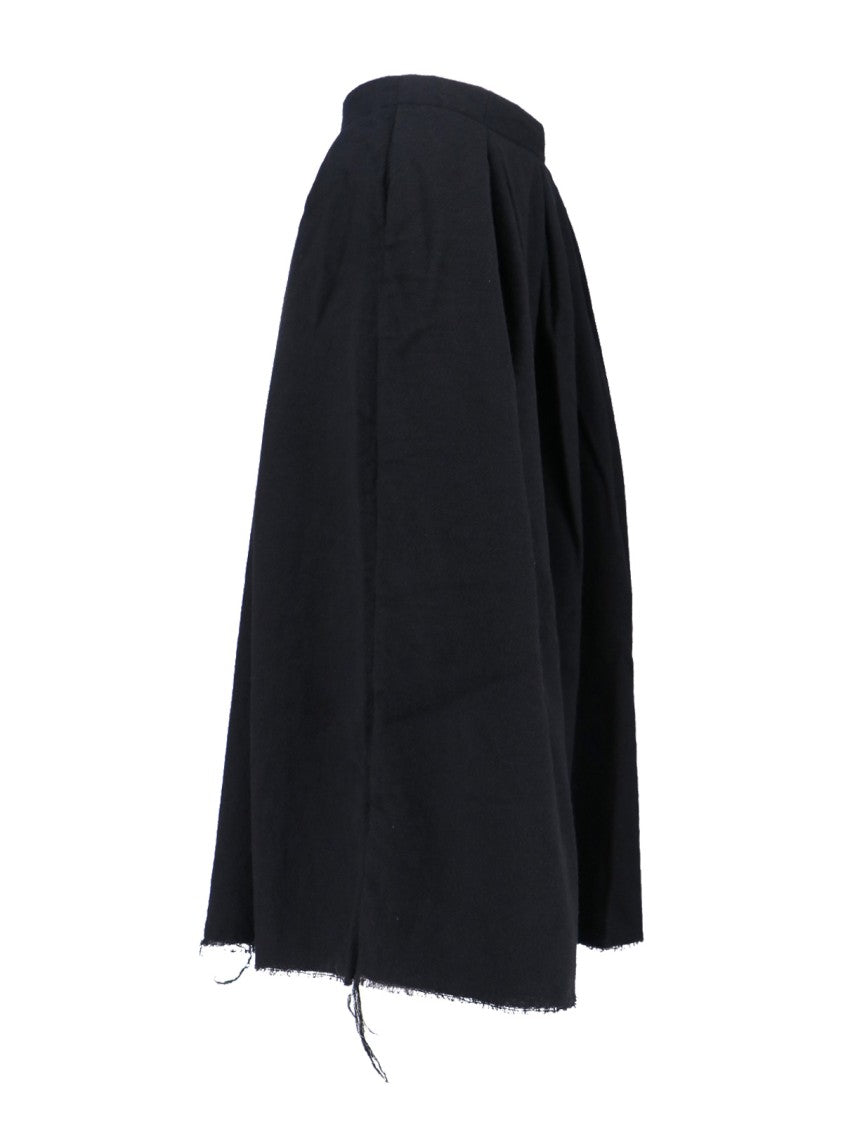 Uma Wang High-Waist Black Skirt With Pleated Flare