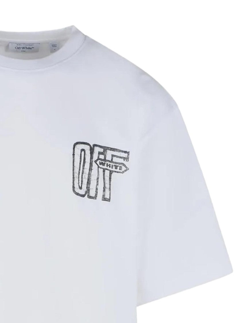 Off-White Motion Arrow Cotton T-Shirt With Distinctive Logo Print