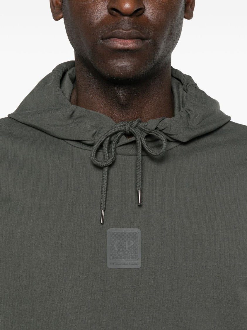 C.P. Company Grey Cotton Logo Patch Hoodie