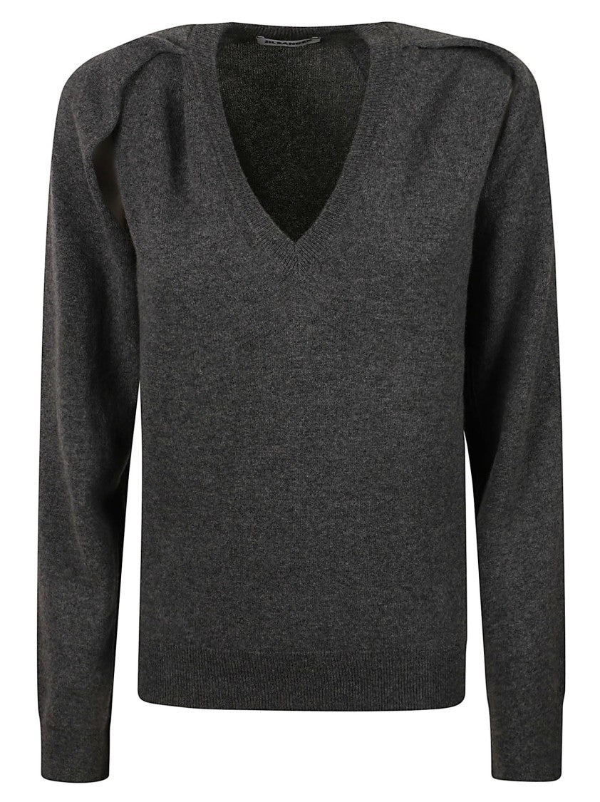 Jil Sander Open Armhole Dark Grey Knit Sweater