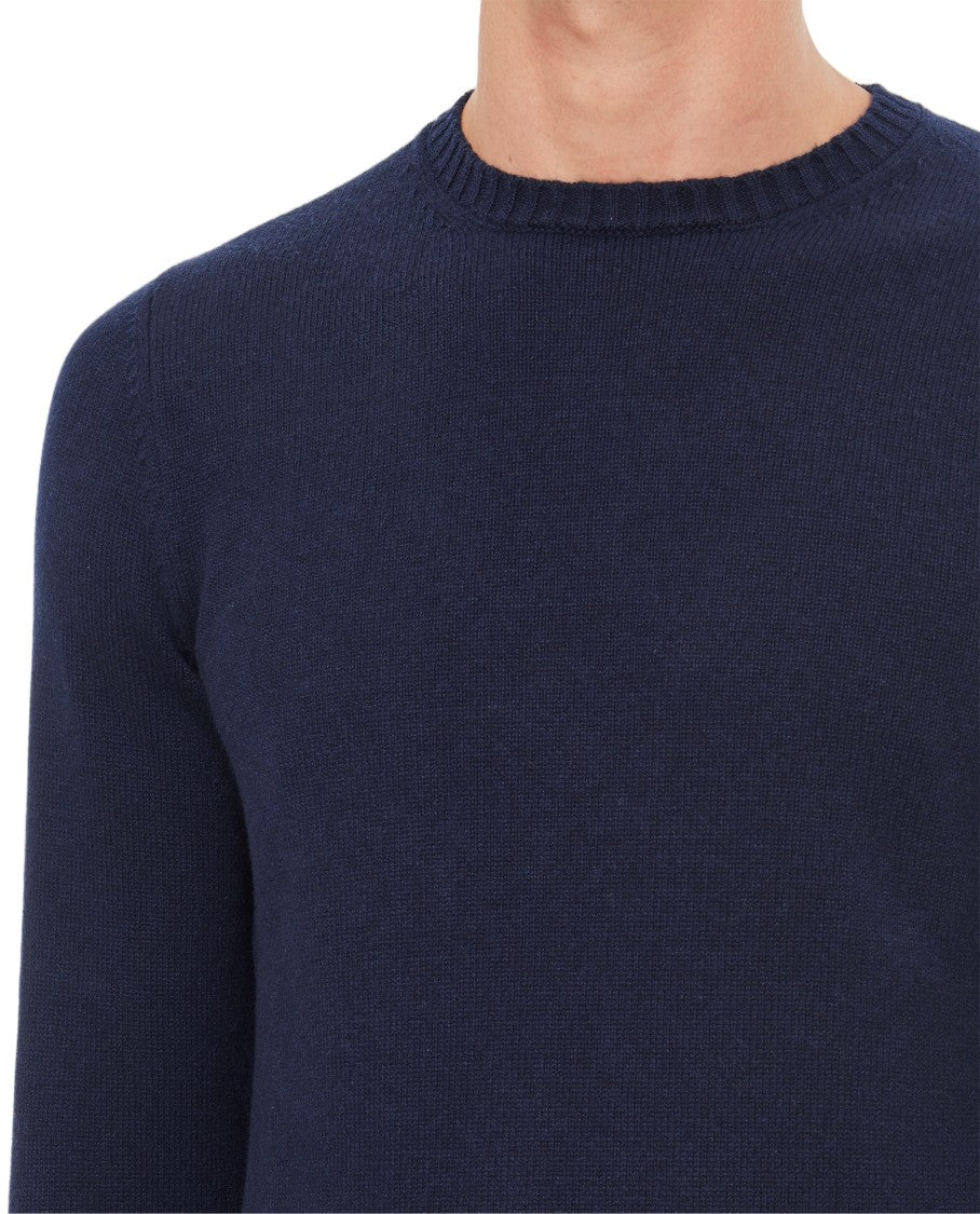Drumohr Regular Fit Navy Blue Cashmere Crewneck Sweater
