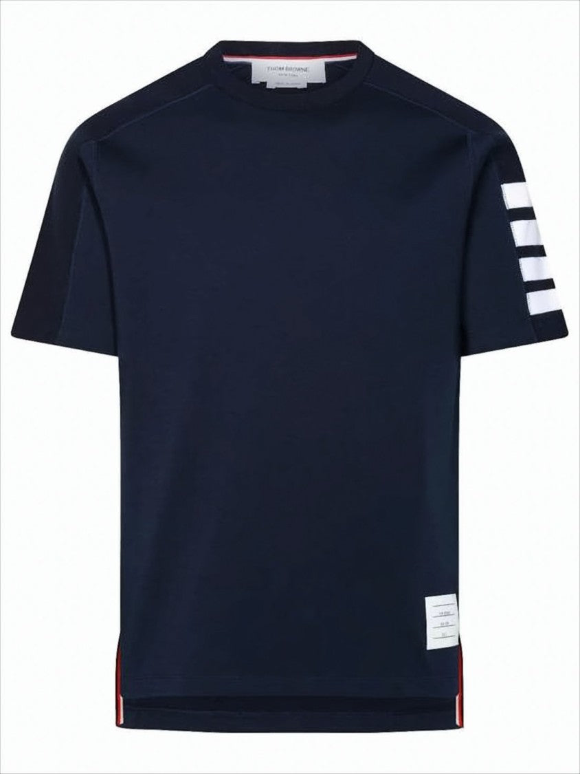 Thom Browne Short-Sleeve Crew Neck T-Shirt With Bold Sleeve Stripes