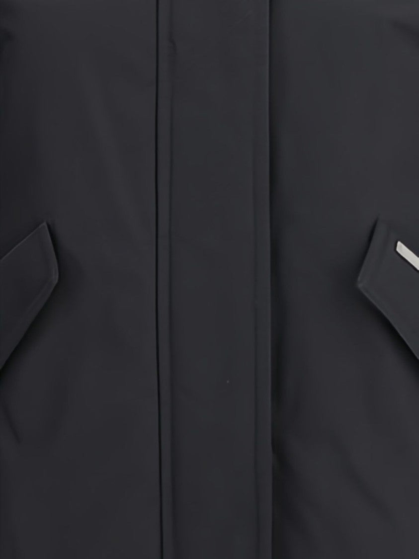 Woolrich Black Cotton-Polyamide Blend Coat