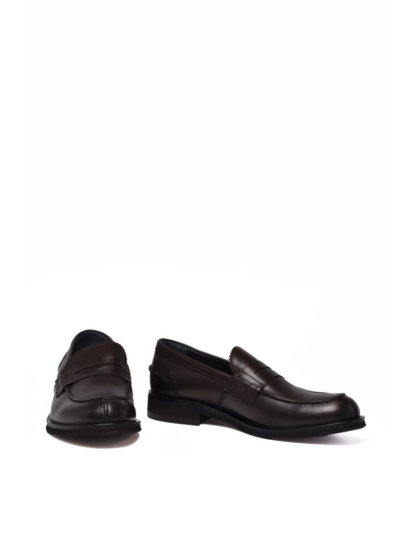 Seboy S Brown Classic Penny Strap Leather Loafers