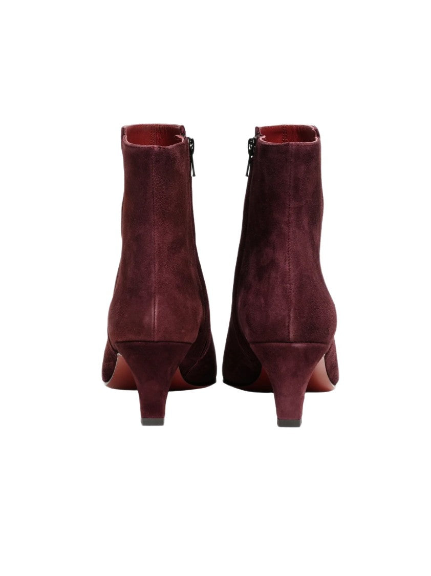 Roberto Festa Burgundy Suede Ankle Boots With Elegant Silhouette