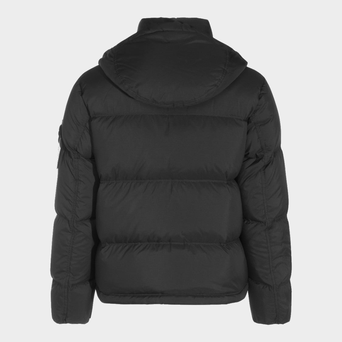 Stone Island Insulated Black Puffer Jacket With Detachable Hood And High Collar
