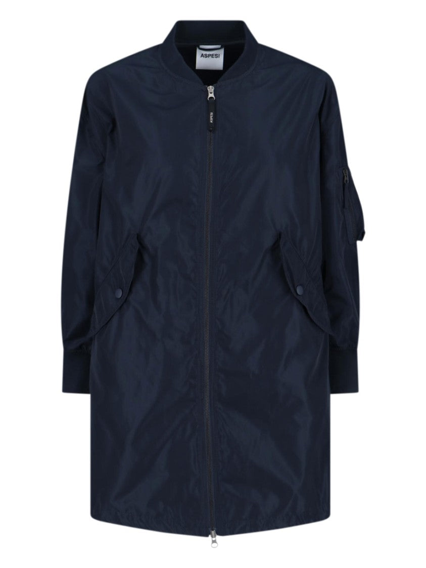 Aspesi Technical Zip-Up Coat – Navy Blue